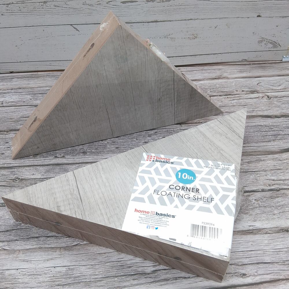 Home basics 10 In. Corner Floating Shelf 2 Pk Composite Wood 7Lb Weight Capacity - Picture 2 of 13